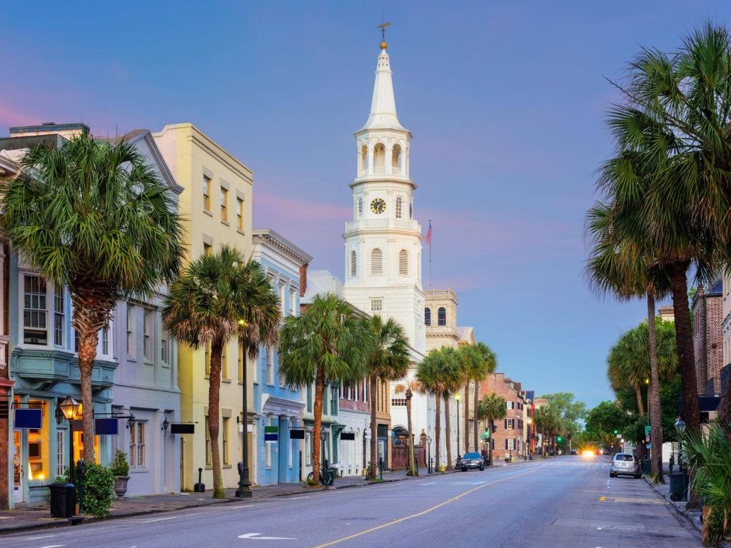 Vista de la calle de Charleston, South Carolina