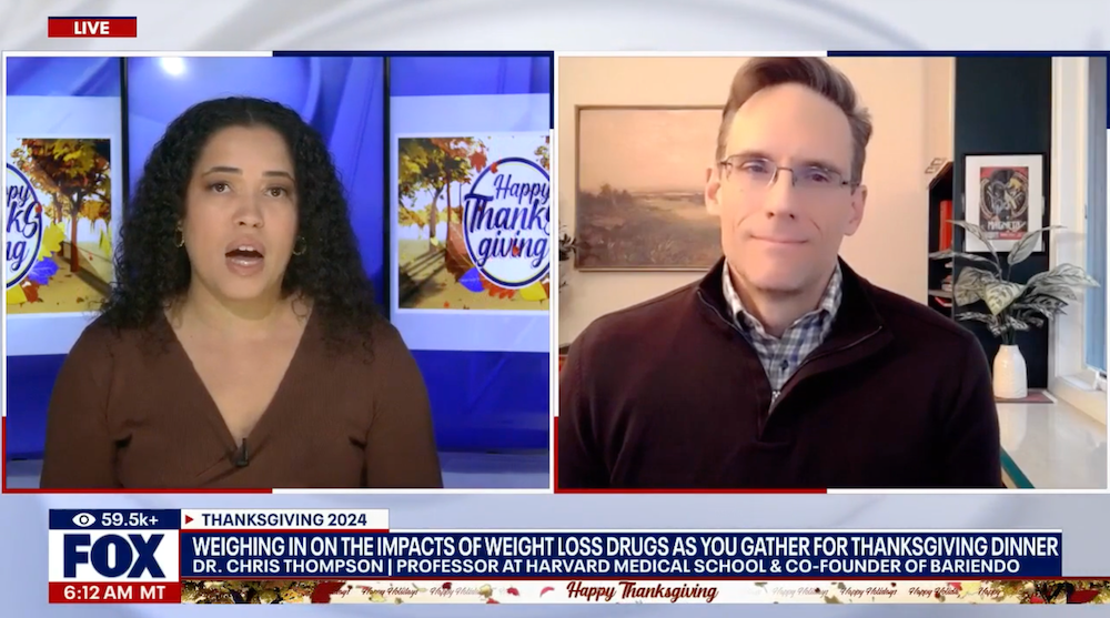 Dr. Thompson sharing Thanksgiving tips for those on weight loss drugs on LiveNOW FOX 