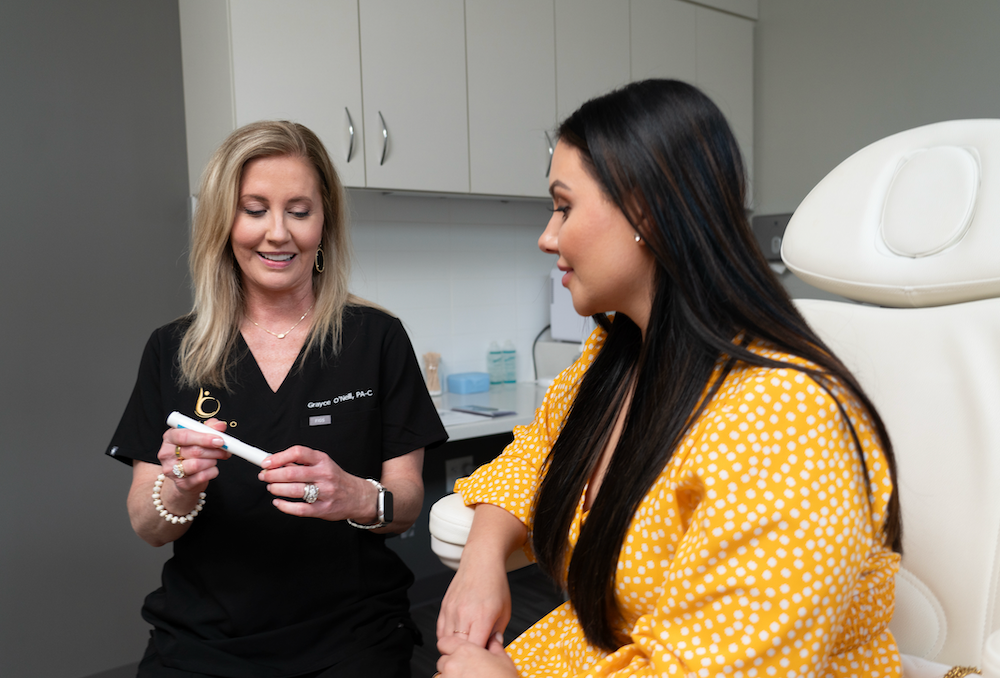 Doctor teaching patient how to administer ozempic shot