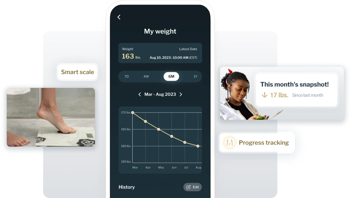 Una captura de pantalla de una aplicación móvil utilizada para seguir el progreso de la pérdida de peso.